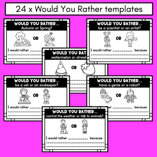 Resource preview 4 for Would You Rather Opinion Writing Templates - Persuasive Writing