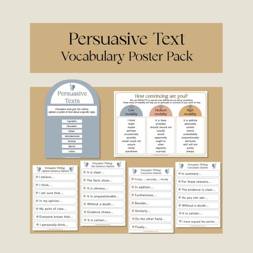 Persuasive Text Vocabulary Poster Pack - Mrs Learning Bee