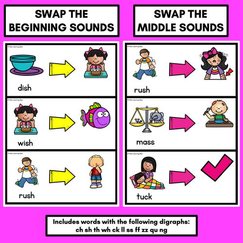 Resource preview 3 for Phonemic Awareness - Phoneme Substitution with Common Consonant Digraphs