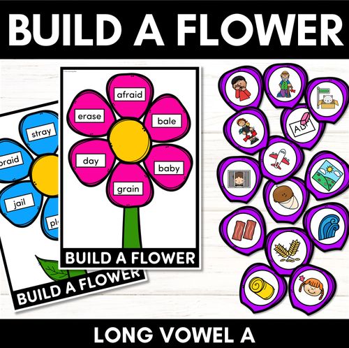 Resource preview 1 for Long Vowel A Words Phonics Game - BUILD A PHONICS FLOWER  Literacy Center