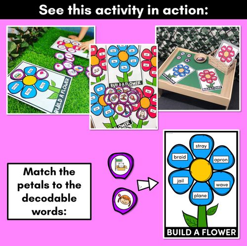 Resource preview 2 for Long Vowel A Words Phonics Game - BUILD A PHONICS FLOWER  Literacy Center