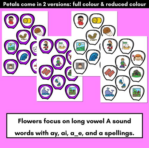 Resource preview 4 for Long Vowel A Words Phonics Game - BUILD A PHONICS FLOWER  Literacy Center