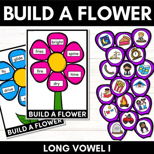 Resource preview 1 for Long Vowel I Words Phonics Game - BUILD A PHONICS FLOWER  Literacy Center