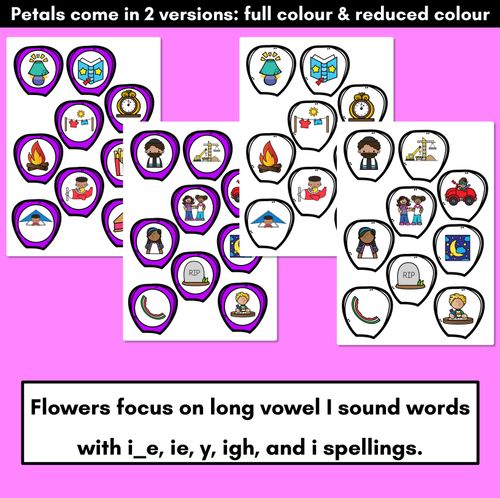 Resource preview 4 for Long Vowel I Words Phonics Game - BUILD A PHONICS FLOWER  Literacy Center