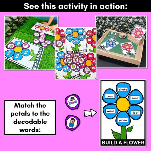 Resource preview 2 for Long Vowel O Words Phonics Game - BUILD A PHONICS FLOWER  Literacy Center