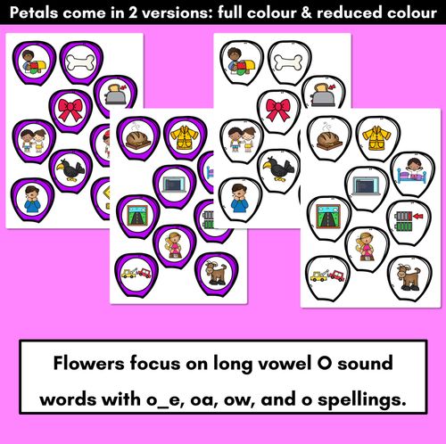 Resource preview 4 for Long Vowel O Words Phonics Game - BUILD A PHONICS FLOWER  Literacy Center