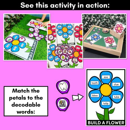 Resource preview 2 for Long Vowel U Words Phonics Game - BUILD A PHONICS FLOWER  Literacy Center