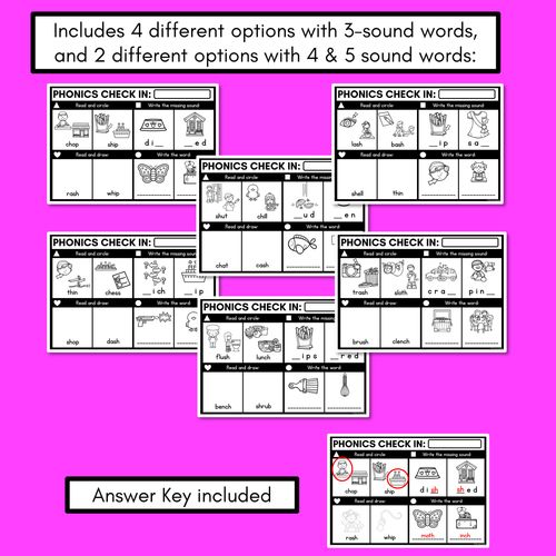 Resource preview 3 for PHONICS CHECK INS - Consonant Digraphs ch sh th wh - No Prep Phonics Assessments