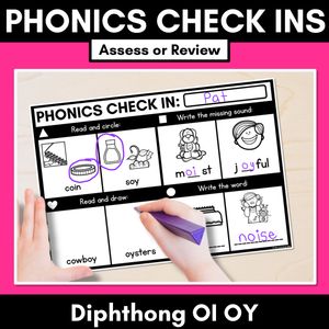 PHONICS CHECK INS - Diphthong OI OY - No Prep Phonics Assessments