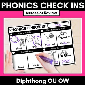 PHONICS CHECK INS - Diphthong OU OW - No Prep Phonics Assessments