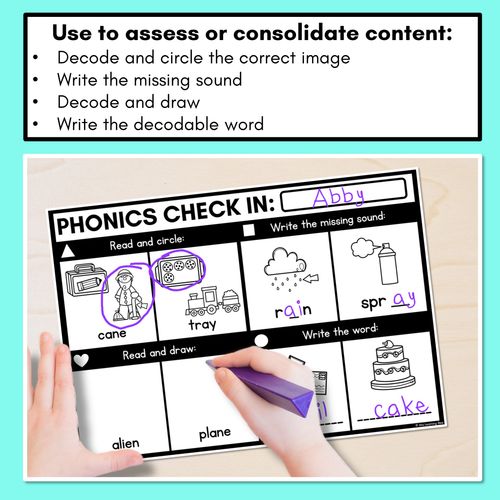 Resource preview 2 for PHONICS CHECK INS - Long Vowel A - No Prep Phonics Assessments