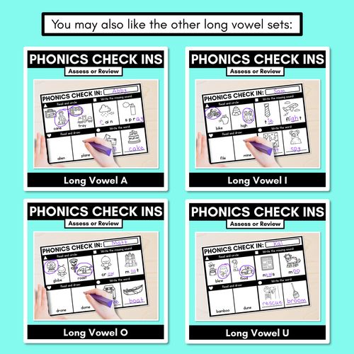 Resource preview 4 for PHONICS CHECK INS - Long Vowel E - No Prep Phonics Assessments