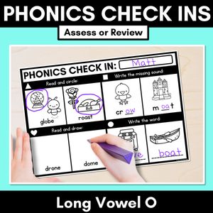 PHONICS CHECK INS - Long Vowel O - No Prep Phonics Assessments