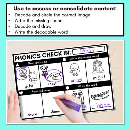 Resource preview 2 for PHONICS CHECK INS - Long Vowel O - No Prep Phonics Assessments