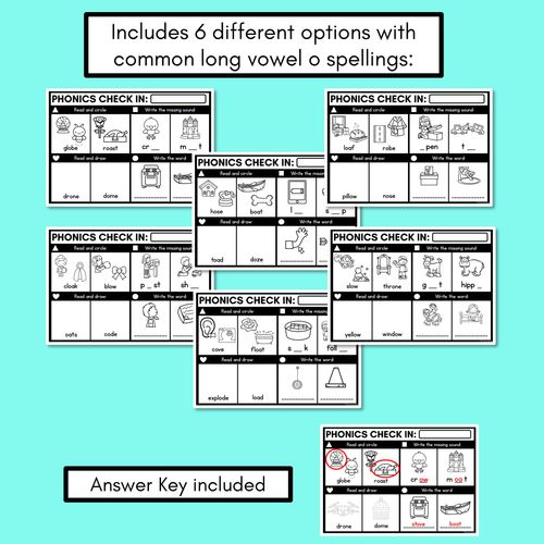 Resource preview 3 for PHONICS CHECK INS - Long Vowel O - No Prep Phonics Assessments