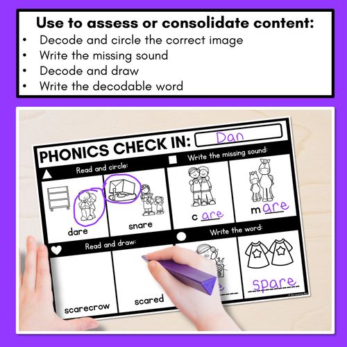 Resource preview 2 for PHONICS CHECK INS - R-Controlled Vowel AIR - No Prep Phonics Assessments