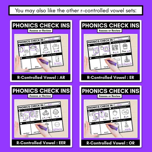 Resource preview 4 for PHONICS CHECK INS - R-Controlled Vowel AIR - No Prep Phonics Assessments