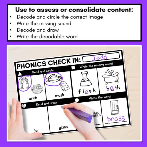 Resource preview 2 for PHONICS CHECK INS - R-Controlled Vowel AR - No Prep Phonics Assessments