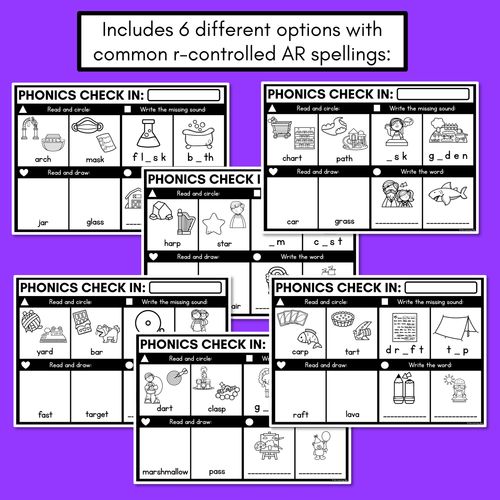 Resource preview 3 for PHONICS CHECK INS - R-Controlled Vowel AR - No Prep Phonics Assessments