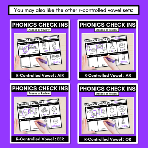 Resource preview 4 for PHONICS CHECK INS - R-Controlled Vowel ER - No Prep Phonics Assessments