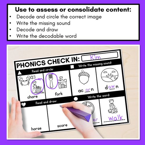 Resource preview 2 for PHONICS CHECK INS - R-Controlled Vowel OR - No Prep Phonics Assessments