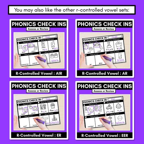 Resource preview 4 for PHONICS CHECK INS - R-Controlled Vowel OR - No Prep Phonics Assessments