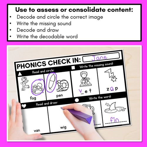 Resource preview 2 for PHONICS CHECK INS - CVC Words & CVCC CCVC Words Set 3 - No Prep Phonics Assessments