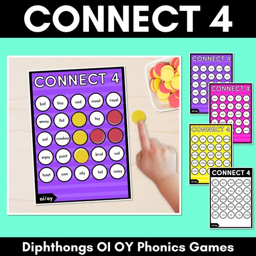 Resource preview 1 for DIPHTHONG OI/OY SOUNDS NO PREP PHONICS GAME - CONNECT 4