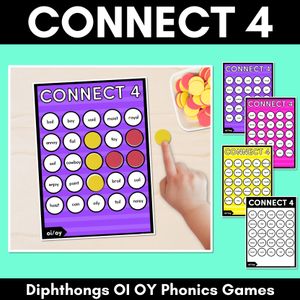 DIPHTHONG OI/OY SOUNDS NO PREP PHONICS GAME - CONNECT 4