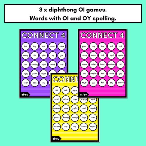 Resource preview 2 for DIPHTHONG OI/OY SOUNDS NO PREP PHONICS GAME - CONNECT 4