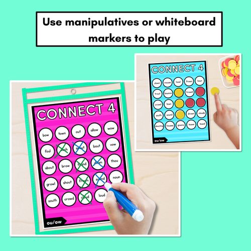 Resource preview 3 for DIPHTHONG OU/ OW SOUNDS NO PREP PHONICS GAME - CONNECT 4