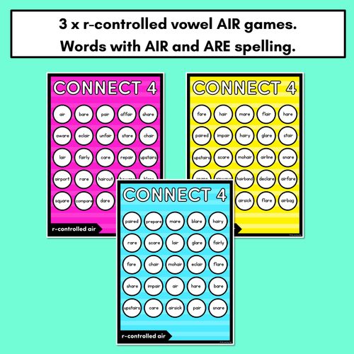 Resource preview 2 for R-CONTROLLED VOWEL AIR SOUNDS NO PREP PHONICS GAME - CONNECT 4