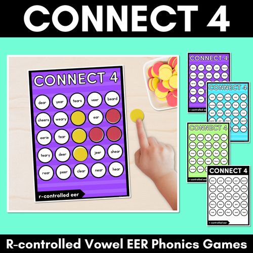 Resource preview 1 for R-CONTROLLED VOWEL EER SOUNDS NO PREP PHONICS GAME - CONNECT 4