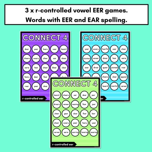 Resource preview 2 for R-CONTROLLED VOWEL EER SOUNDS NO PREP PHONICS GAME - CONNECT 4