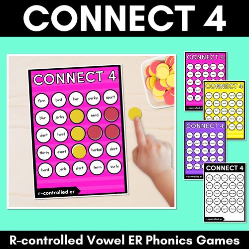 Resource preview 1 for R-CONTROLLED VOWEL ER SOUNDS NO PREP PHONICS GAME - CONNECT 4