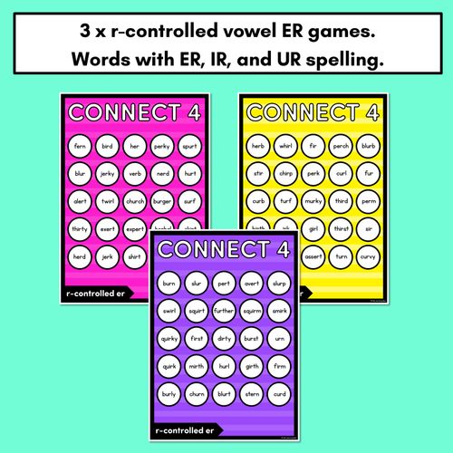 Resource preview 2 for R-CONTROLLED VOWEL ER SOUNDS NO PREP PHONICS GAME - CONNECT 4