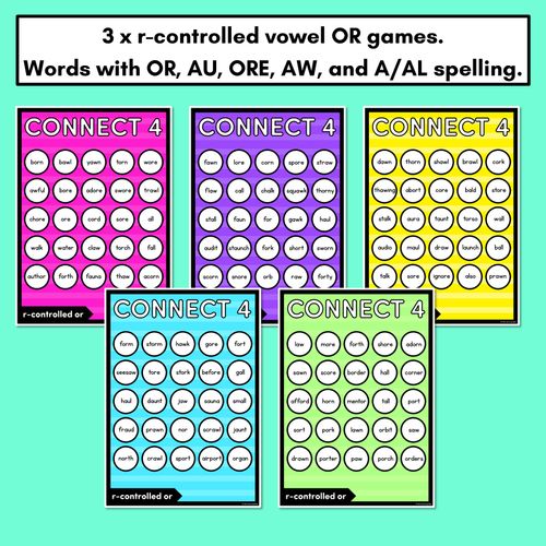 Resource preview 2 for R-CONTROLLED VOWEL OR SOUNDS NO PREP PHONICS GAME - CONNECT 4