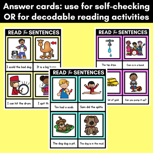 Resource preview 4 for Decodable CVC Sentences Mats - Read & Match Set 2 - CVC Words