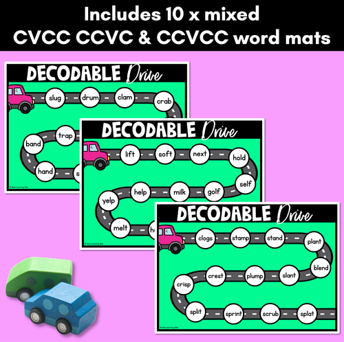 Resource preview 2 for CVCC CCVC CCVCC WORD BLENDING MATS - Phonics Fluency Games - Decodable Drive