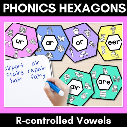 Resource preview 1 for R-Controlled Vowel Words Phonics Activity - Phonics Hexagons