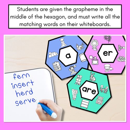 Resource preview 2 for R-Controlled Vowel Words Phonics Activity - Phonics Hexagons