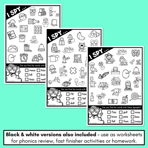 Resource preview 4 for I SPY for CONSONANT DIGRAPH WORDS - Kindergarten and 1st Grade Phonics Activities