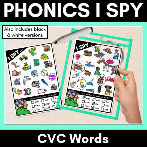 Resource preview 1 for I SPY for CVC Words - Kindergarten Phonics Activities