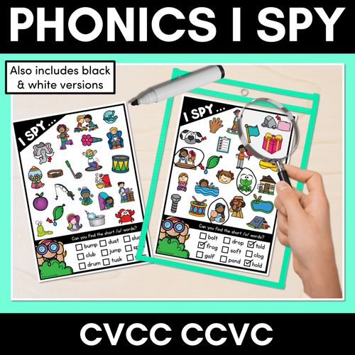 Resource preview 1 for I SPY for CVCC CCVC WORDS - Kindergarten Phonics Activities