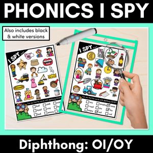 I SPY for DIPHTHONG OI/OY WORDS - Decodable Words - 1st & 2nd Grade Phonics Activities