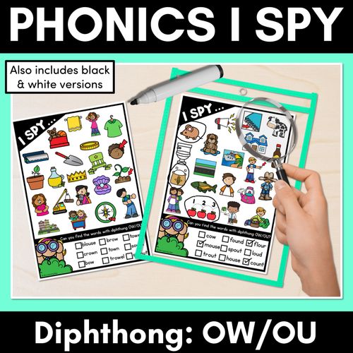 Resource preview 1 for I SPY for DIPHTHONG OU/OW WORDS - Decodable Words - 1st & 2nd Grade Phonics Activities