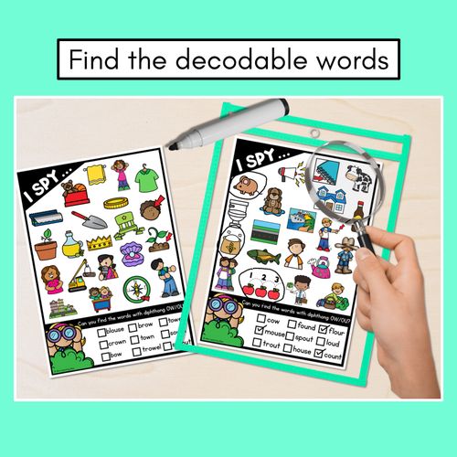 Resource preview 2 for I SPY for DIPHTHONG OU/OW WORDS - Decodable Words - 1st & 2nd Grade Phonics Activities