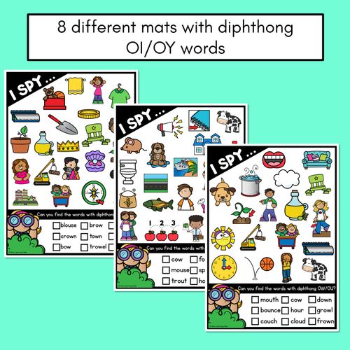 Resource preview 3 for I SPY for DIPHTHONG OU/OW WORDS - Decodable Words - 1st & 2nd Grade Phonics Activities