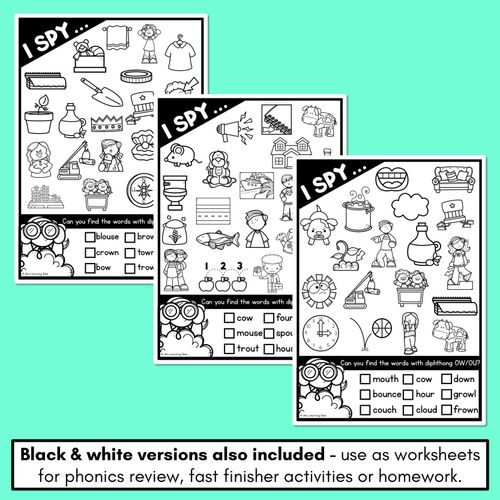 Resource preview 4 for I SPY for DIPHTHONG OU/OW WORDS - Decodable Words - 1st & 2nd Grade Phonics Activities