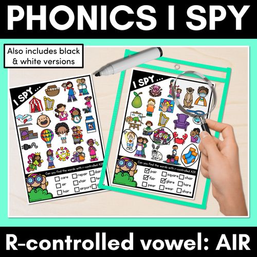 Resource preview 1 for I SPY for R-CONTROLLED VOWELS AIR WORDS - Decodable Words - 1st & 2nd Grade Phonics Activities